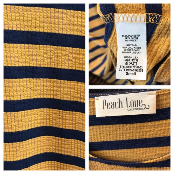Loveriche mustard & navy strip bell sleeve top - Picture 8 of 8